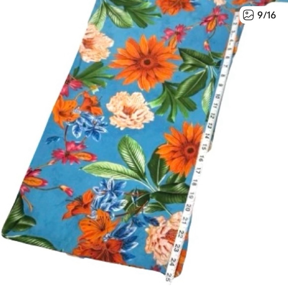 Tropical Blue Jumpsuit On or Off Shoulder Hawaiian Floral Outfit Size M - Picture 5 of 9